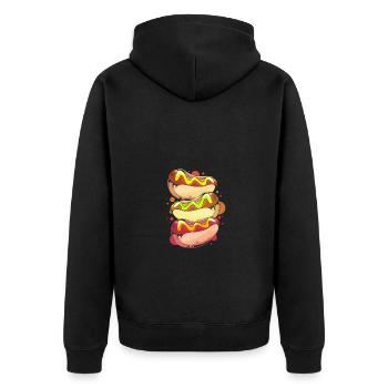 Hot Dog Snack - Unisex Premium Organic Zip Hoodie - black - Back - Nico (187cm)