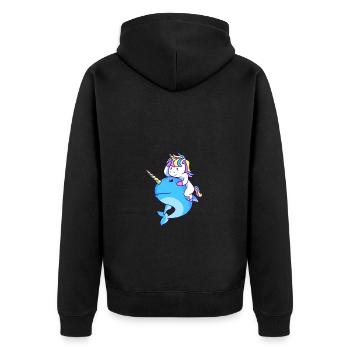 Narwal - Unisex Premium Bio Zip Hoodie - Schwarz - Hinten - Nico (187cm)