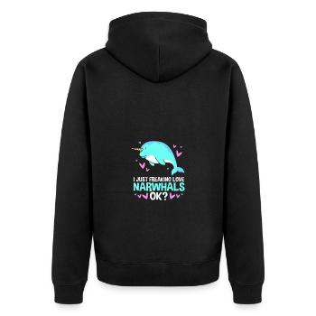 Narwal - Unisex Premium Bio Zip Hoodie - Schwarz - Hinten - Nico (187cm)