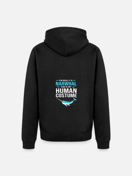 Narwhal - Unisex Premium Organic Zip Hoodie - black