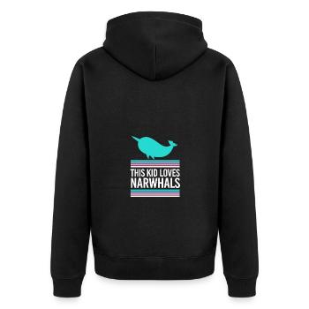 Narwhal - Unisex Premium Organic Zip Hoodie - black - Back - Nico (187cm)