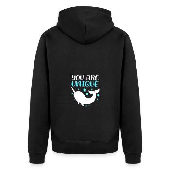 Narwal - Unisex Premium Bio Zip Hoodie - Schwarz - Hinten - Nico (187cm)