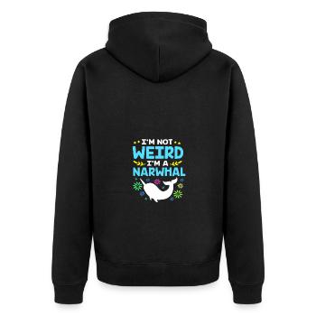 Narwhal - Unisex Premium Organic Zip Hoodie - black - Back - Nico (187cm)