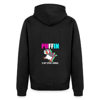 Papageientaucher Puffin - Unisex Premium Bio Zip Hoodie - Schwarz - Hinten - Nico (187cm)
