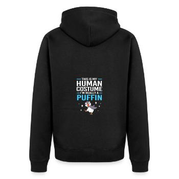 Papageientaucher Puffin - Unisex Premium Organic Zip Hoodie - black - Back - Nico (187cm)