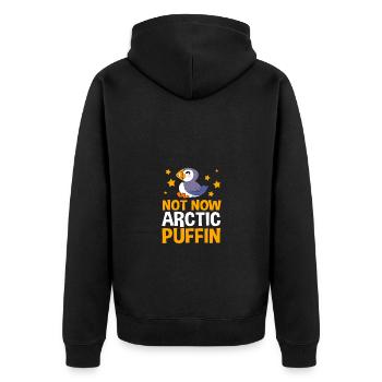 Papageientaucher Puffin - Unisex Premium Bio Zip Hoodie - Schwarz - Hinten - Nico (187cm)