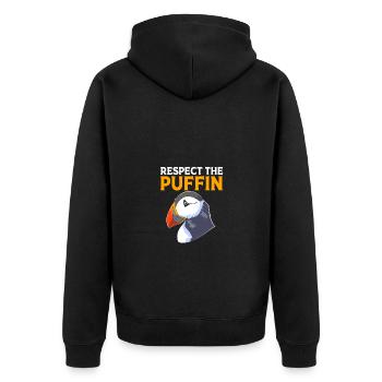 Papageientaucher Puffin - Unisex Premium Bio Zip Hoodie - Schwarz - Hinten - Nico (187cm)