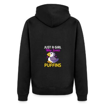 Papageientaucher Puffin - Unisex Premium Organic Zip Hoodie - black - Back - Nico (187cm)