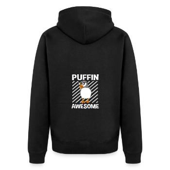 Papageientaucher Puffin - Unisex Premium Bio Zip Hoodie - Schwarz - Hinten - Nico (187cm)
