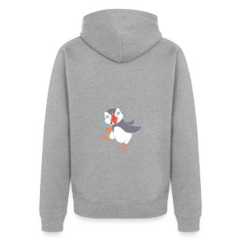 Papageientaucher Puffin - Unisex Premium Bio Zip Hoodie - Grau meliert - Hinten - Nico (187cm)
