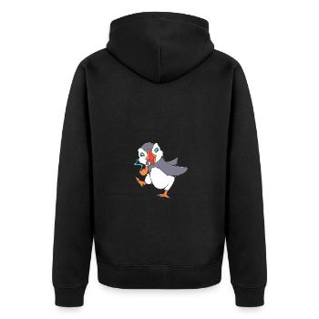 Papageientaucher Puffin - Unisex Premium Bio Zip Hoodie - Schwarz - Hinten - Nico (187cm)