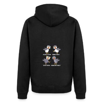 Papageientaucher Puffin - Unisex Premium Bio Zip Hoodie - Schwarz - Hinten - Nico (187cm)