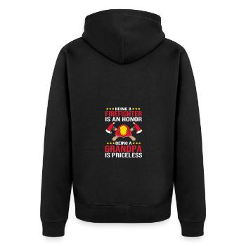 Feuerwehrmann Feuerwehr - Unisex Premium Bio Zip Hoodie - Schwarz - Hinten - Nico (187cm)