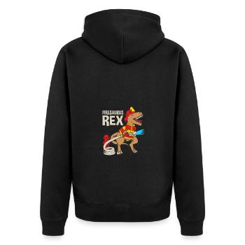 Feuerwehrmann Feuerwehr - Unisex Premium Bio Zip Hoodie - Schwarz - Hinten - Nico (187cm)
