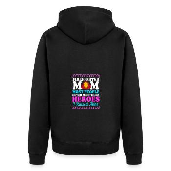 Feuerwehrmann Feuerwehr - Unisex Premium Bio Zip Hoodie - Schwarz - Hinten - Nico (187cm)