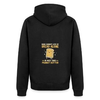 Peanut butter - Unisex Premium Organic Zip Hoodie - black - Back - Nico (187cm)