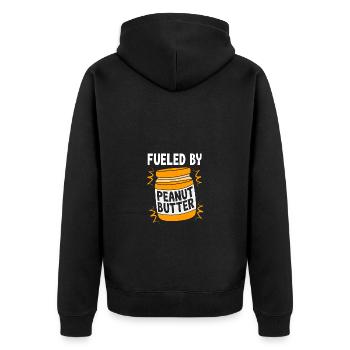 Peanut butter - Unisex Premium Organic Zip Hoodie - black - Back - Nico (187cm)