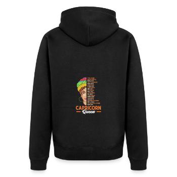 Sternzeichen Steinbock - Unisex Premium Bio Zip Hoodie - Schwarz - Hinten - Nico (187cm)