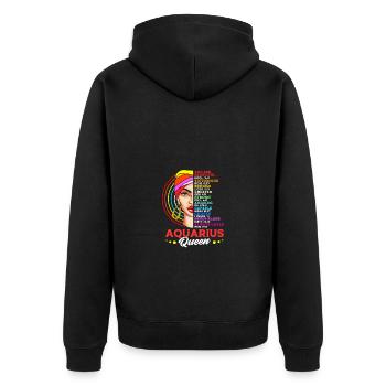Sternzeichen Wassermann - Unisex Premium Bio Zip Hoodie - Schwarz - Hinten - Nico (187cm)