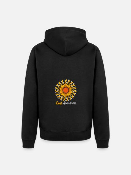 Deaf Deaf Deaf Sign Language - Unisex Premium Organic Zip Hoodie - black