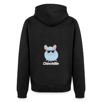 Chinchilla - Unisex Premium Bio Zip Hoodie - Schwarz - Hinten - Nico (187cm)