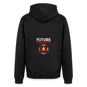 Fire Truck Children's Birthday Firefighter - Unisex Premium Organic Zip Hoodie - black - Back - Nico (187cm)