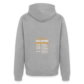 Tech Support - Unisex Premium Organic Zip Hoodie - heather grey - Back - Nico (187cm)
