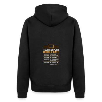 Tech Support - Unisex Premium Bio Zip Hoodie - Schwarz - Hinten - Nico (187cm)
