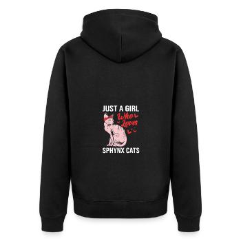 Sphynx - Unisex Premium Organic Zip Hoodie - black - Back - Nico (187cm)