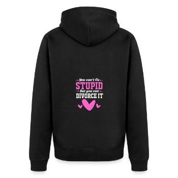 Scheidung - Unisex Premium Bio Zip Hoodie - Schwarz - Hinten - Nico (187cm)