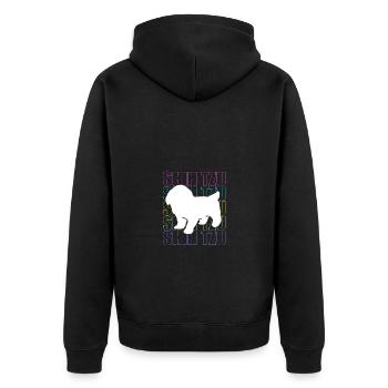 Shih Tzu - Unisex Premium Bio Zip Hoodie - Schwarz - Hinten - Nico (187cm)