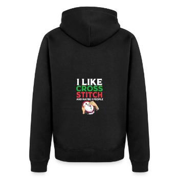Cross Stitch - Unisex Premium Organic Zip Hoodie - black - Back - Nico (187cm)