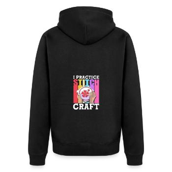 Cross Stitch - Unisex Premium Organic Zip Hoodie - black - Back - Nico (187cm)