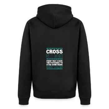 Cross Stitch - Unisex Premium Organic Zip Hoodie - black - Back - Nico (187cm)