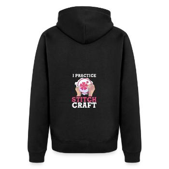 Cross Stitch - Unisex Premium Organic Zip Hoodie - black - Back - Nico (187cm)