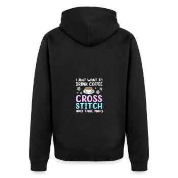 Cross Stitch - Unisex Premium Organic Zip Hoodie - black - Back - Nico (187cm)