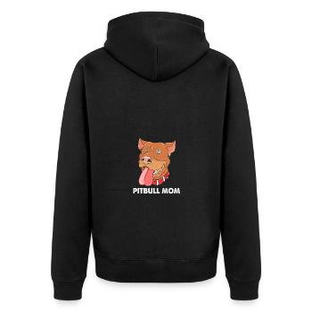 Pitbull - Unisex Premium Organic Zip Hoodie - black - Back - Nico (187cm)