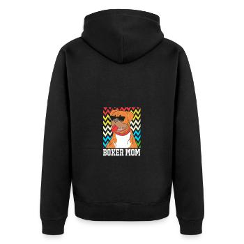 Boxer Hund - Unisex Premium Bio Zip Hoodie - Schwarz - Hinten - Nico (187cm)