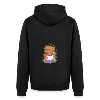 Boxer Hund - Unisex Premium Bio Zip Hoodie - Schwarz - Hinten - Nico (187cm)