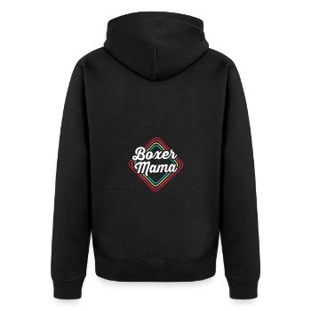 Boxer Hund - Unisex Premium Bio Zip Hoodie - Schwarz - Hinten - Nico (187cm)