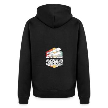 Crop Duster Airplane Pilot Gift - Unisex Premium Organic Zip Hoodie - black - Back - Nico (187cm)