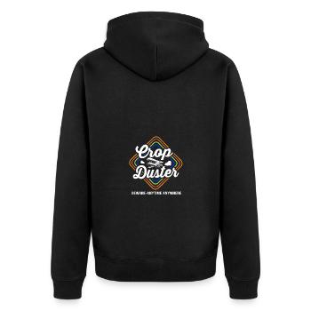 Crop Duster Airplane Pilot - Unisex Premium Organic Zip Hoodie - black - Back - Nico (187cm)