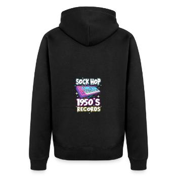 Sock Hop - Unisex Premium Bio Zip Hoodie - Schwarz - Hinten - Nico (187cm)