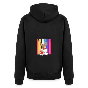 Rat Terrier - Unisex Premium Bio Zip Hoodie - Schwarz - Hinten - Nico (187cm)