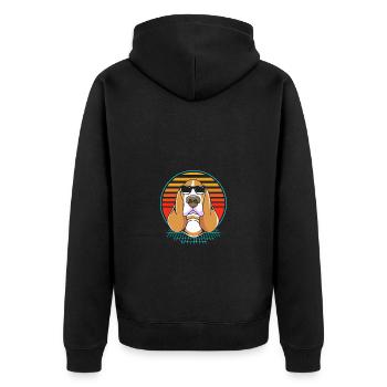 Basset Hound - Unisex Premium Organic Zip Hoodie - black - Back - Nico (187cm)