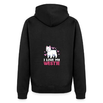 West Highland Terrier - Unisex Premium Organic Zip Hoodie - black - Back - Nico (187cm)