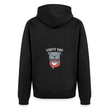 Staffordshire Bullterrier - Unisex Premium Bio Zip Hoodie - Schwarz - Hinten - Nico (187cm)