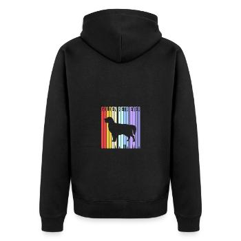 Golden Retriever Goldie Hund Hunde Geschenk - Unisex Premium Bio Zip Hoodie - Schwarz - Hinten - Nico (187cm)
