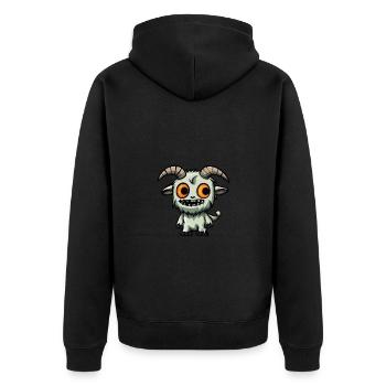 Bergziege Halloween Lustig Zombie - Unisex Premium Bio Zip Hoodie - Schwarz - Hinten - Nico (187cm)