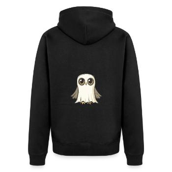 Owl Halloween Funny Ghost - Unisex Premium Organic Zip Hoodie - black - Back - Nico (187cm)